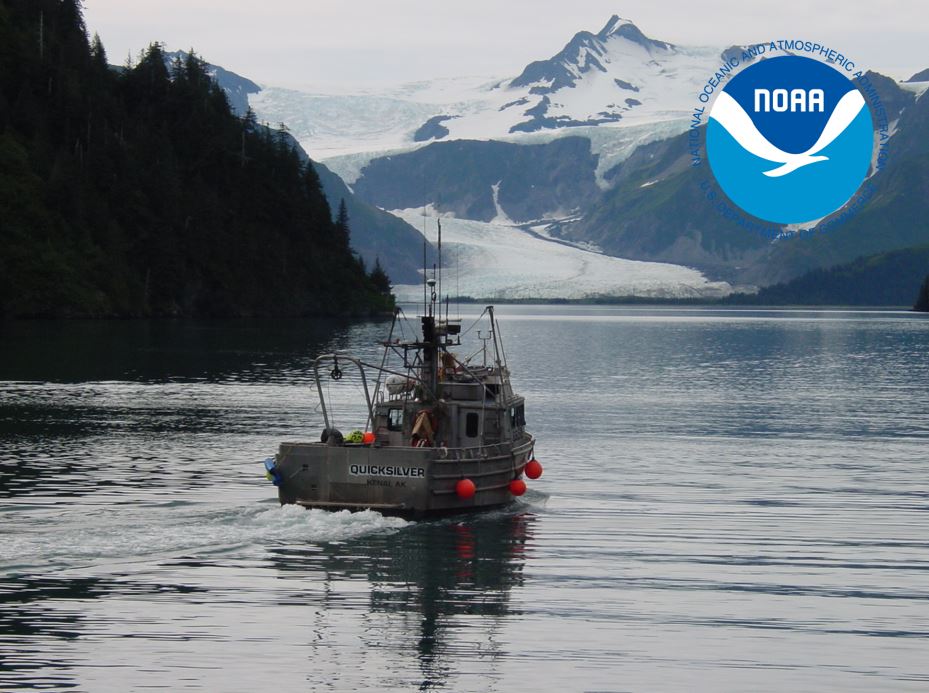 The contract survey vessel QUICKSILVER underway. Alaska, Kenai Fiords. 2000 (https://www.flickr.com/photos/noaaphotolib/5125467697/in/album-72157625403065572/).